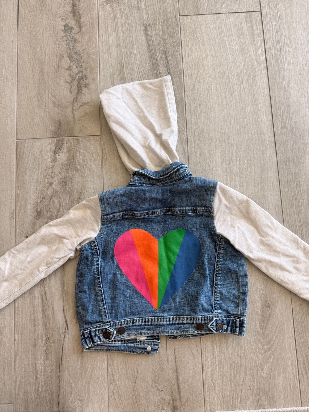 Tucker + Tate Denim Hooded Jacket with Multicolor Heart